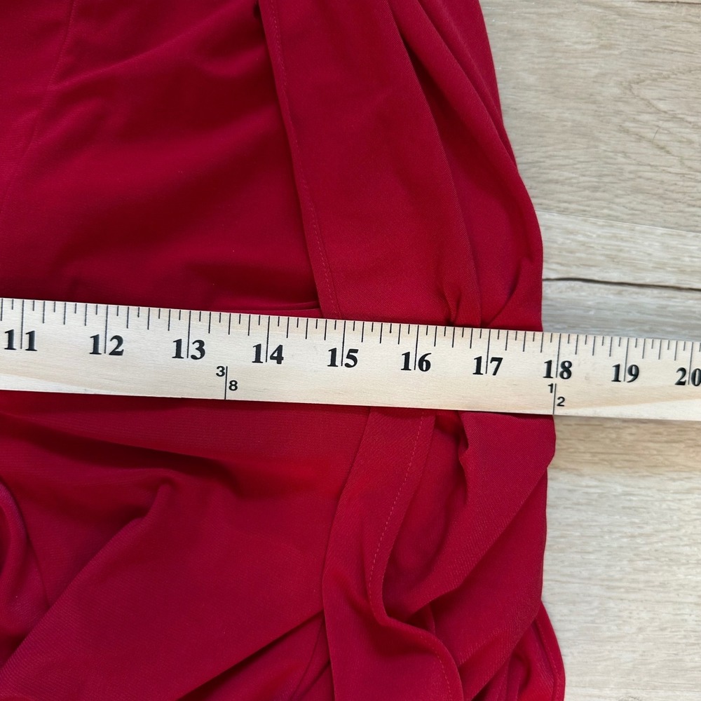 XSCAPE Women Gown Nara One Shoulder Ruched Twist Front Red Sz 12 Grecian Goddess - Picture 11 of 13